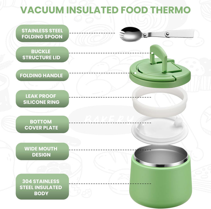 Itslife Thermobehälter für Essen 420ml, Warmhaltebehälter Essen Edelstahl mit Schnallendeckel und Lö