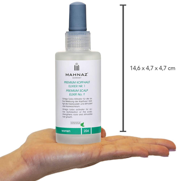 MAHNAZ® for Woman, Premium Kopfhaut Elixier Nr.1, Haarausfall* vorbeugen, Haarwachstum anregen, Vega