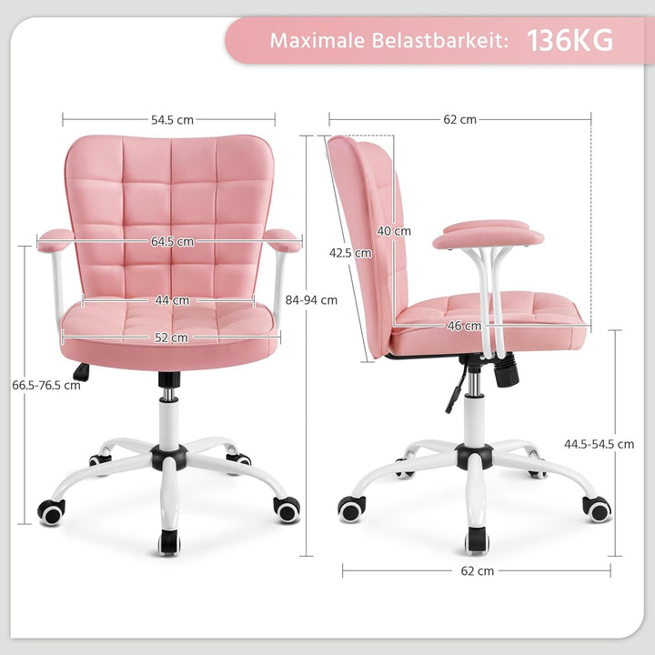 Yaheetech Bürostuhl Ergonomischer Schreibtischstuhl Bürosessel Arbeitsstuhl, Drehstuhl mit Weichen A