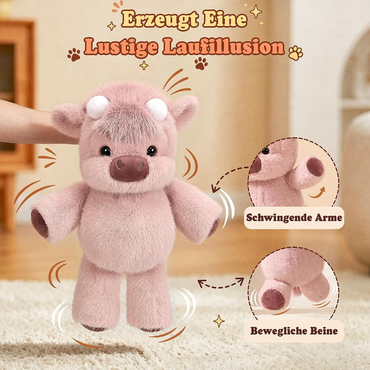Starnearby 43cm Runnly Kuscheltier, Running Cow Plush, PP-Baumwolle (Rosa), Rosa