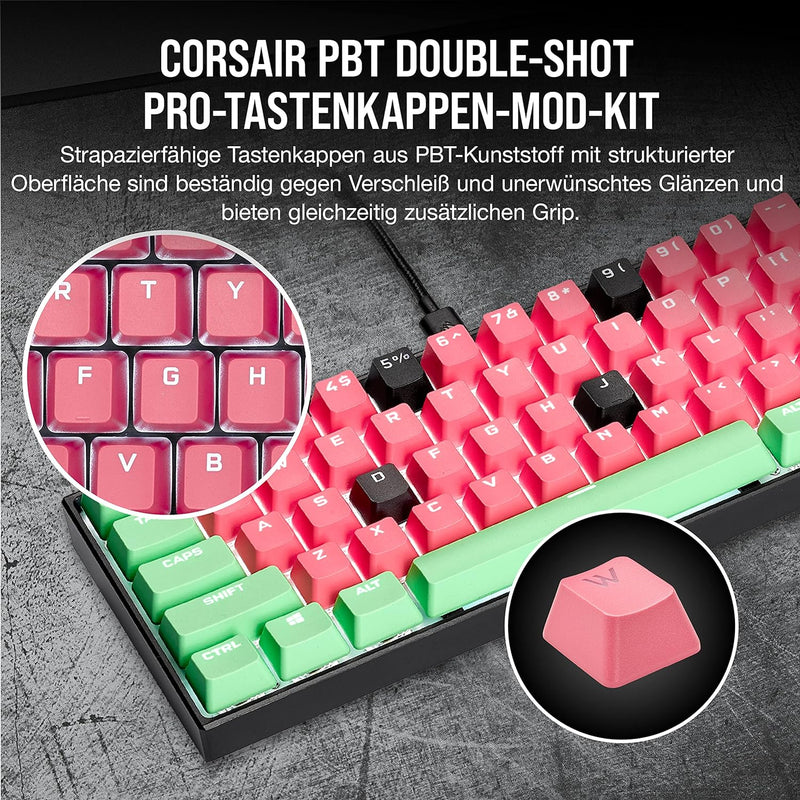 Corsair PBT DOUBLE-SHOT PRO-Tastenkappen-Mod-Kit (Double-Shot-PBT-Tastenkappen, Untere Reihe im Stan