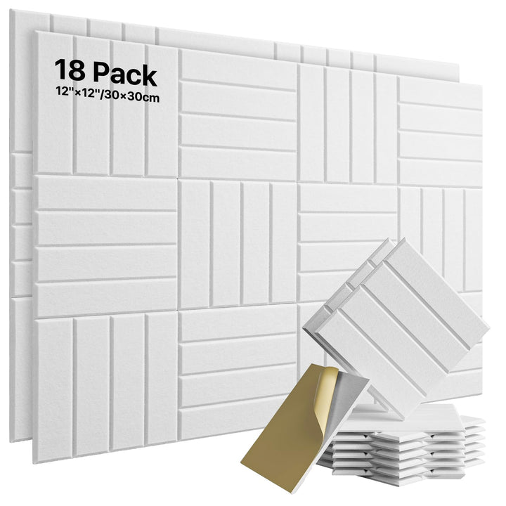 Soundsbay 18 Stück Akustikpaneele Selbstklebend, Akustikplatten aus Polyester zur Schalldämmung, 30×