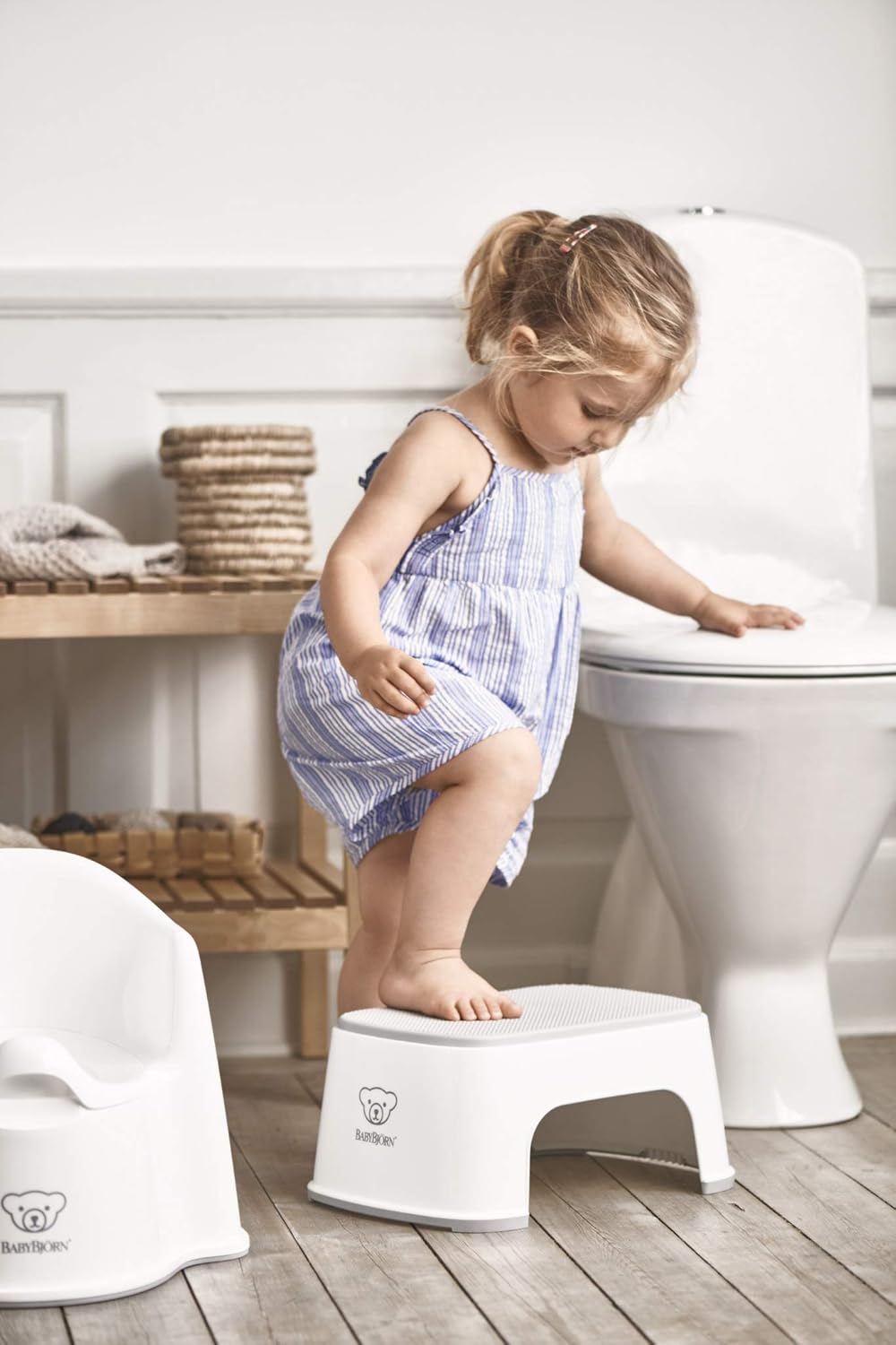 BabyBjörn Tritthocker, Weiss/Grau, Weiß/Grau