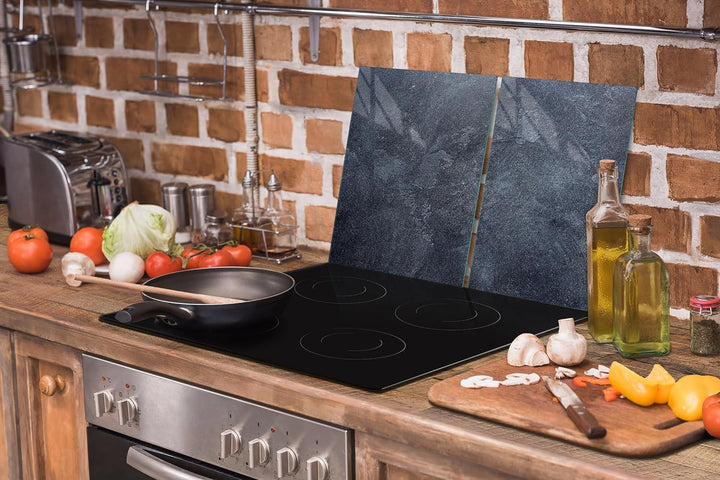 TMK ArtDeko Herdabdeckplatten Set 75x52 cm Ceranfeld Abdeckung Glas Spritzschutz Abdeckplatte Glaspl