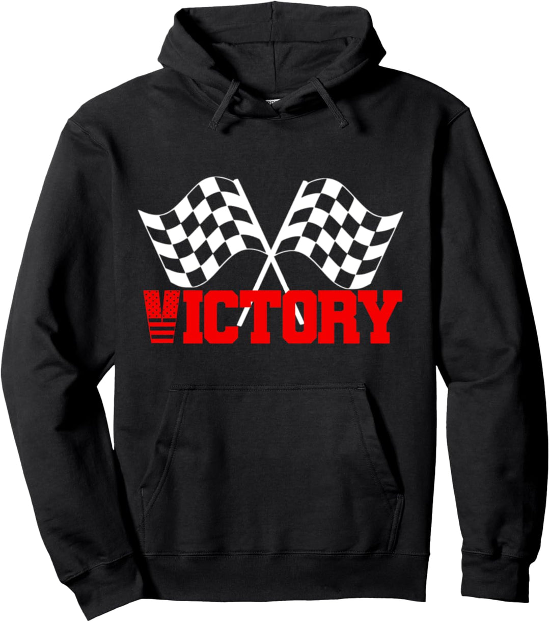 VICTORY Sport-Rennflagge, rot-kariert, schwarz-weiss Pullover Hoodie