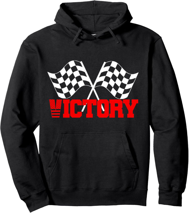 VICTORY Sport-Rennflagge, rot-kariert, schwarz-weiss Pullover Hoodie