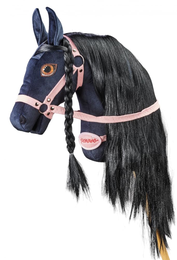 Ponnie Steckenpferd Black Lady A4, Hobby Horse, Pferde Spielzeug für Kinder, mit handgemalten Augen,