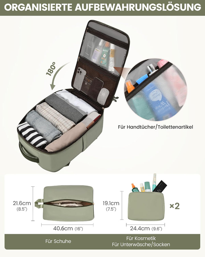 LOVEVOOK Handgepäck Rucksack 40L, 17.3 Zoll Gross Reiserucksack für Damen | Erweiterbares Design, Ru