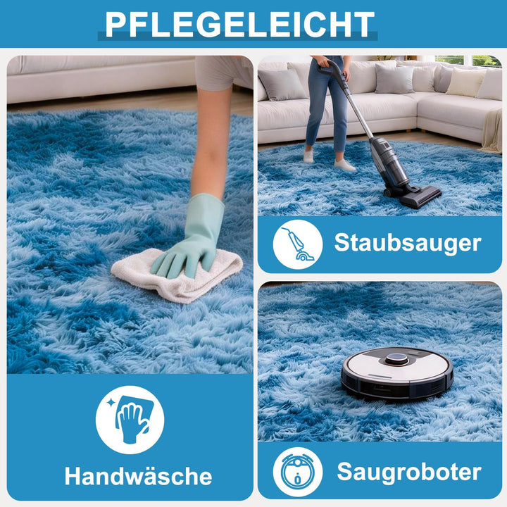 ROHATIM Schlafzimmer Plüsch Teppich Rund,Flauschiger Teppich für Wohnzimmer,modernes Wohnzimmer,Mädc