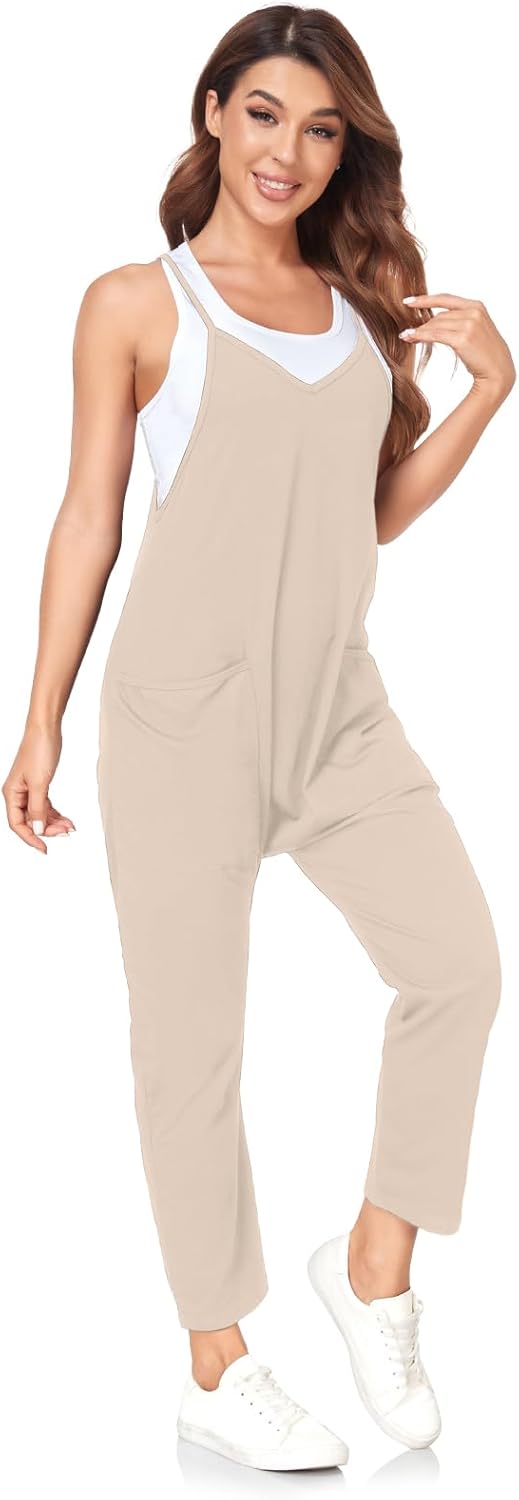 VUTRU Stylischer Damen Sommer Overall – Ärmelloser Jumpsuit mit lockerer Passform,V-Ausschnitt,trend