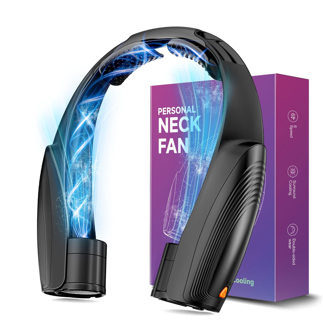 Nackenventilator, 8000 mAh Tragbarer Blattloser Halsventilator, 360° Luftstrom, 6 Stufen, USB Wieder