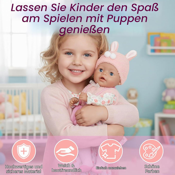 6 Stück Puppenkleidungsset für 35-43cm Babypuppen Süsse 14-17 Zoll Puppenoutfits mit Kleid Weste Plü