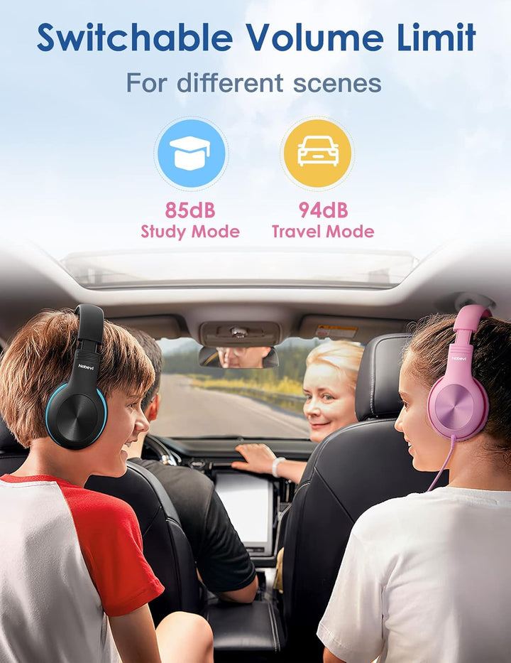 Kinder Kopfhörer, Kopfhörer Kinder mit Kabel, 85/94dB Lautstärkegrenze, HD-Ton, Sharing-Funktion, Ve