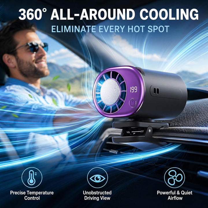 Yizemay Auto Ventilator, Autoventilator für Auto, Auto Clip on Klimaanlage Ventilator mit LED Displa