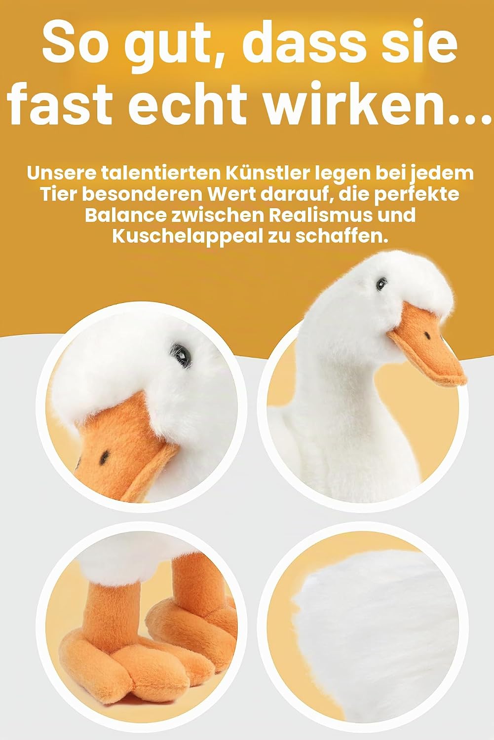 Living Nature Stofftier - Grosse Ente (35cm) Ente (35 cm), Ente (35 cm)