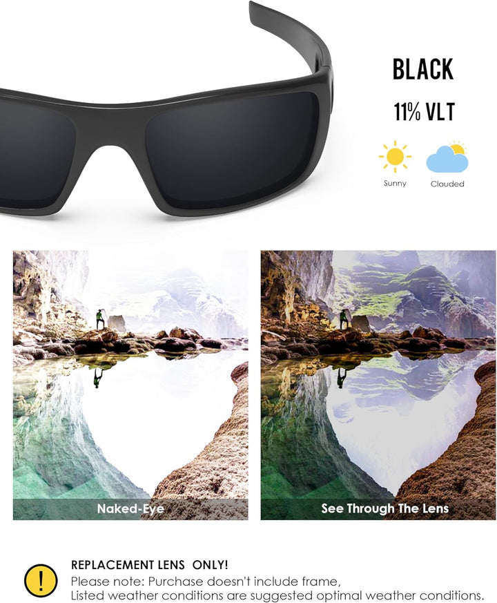 BlazerBuck Anti-salz Polarisierte Ersatzgläser für Oakley Crankshaft OO9239 Schwarz Polarisiert - [P