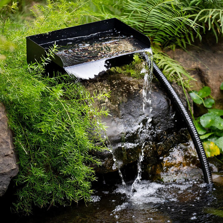 Biling Teich Wasserfall für Gartenteich, 20cm Edelstahl Teichwasserfall Set 40W 2500 L/H Teichpumpe