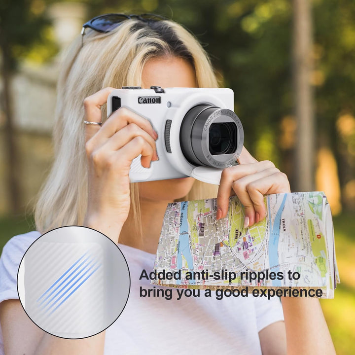 Rieibi Silikon-Schutzhülle für Canon G7X Mark III Hülle, G7X Mark III Zubehör mit 2 Stück Displaysch