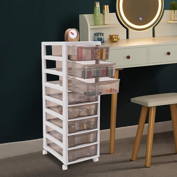 Schubladenschrank 8 Schubladen Rollcontainer Kunststoff Khaki