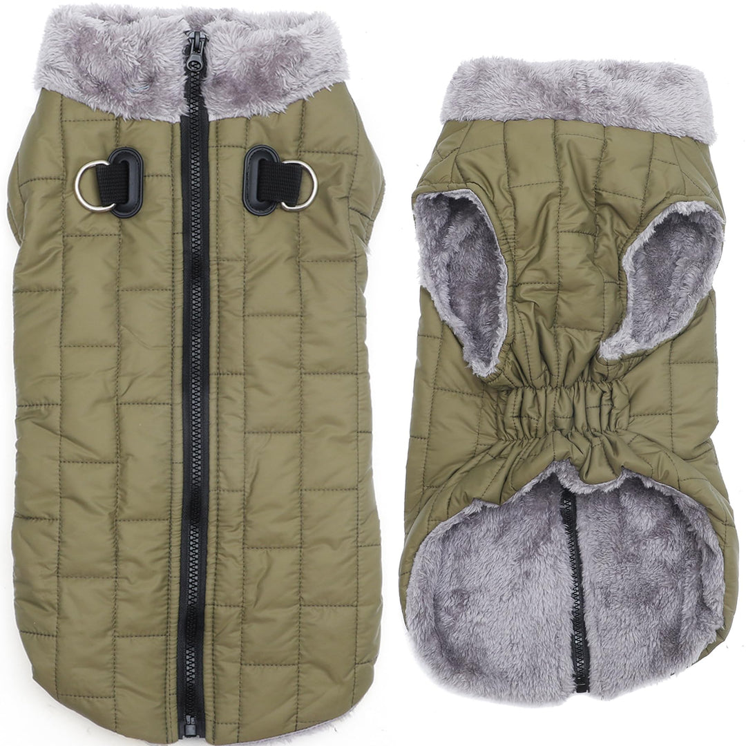 Warmer Fleece-Hundemantel mit strapazierfähigem Geschirr mit D-Ring, wasserdichte Welpenjacke für kl
