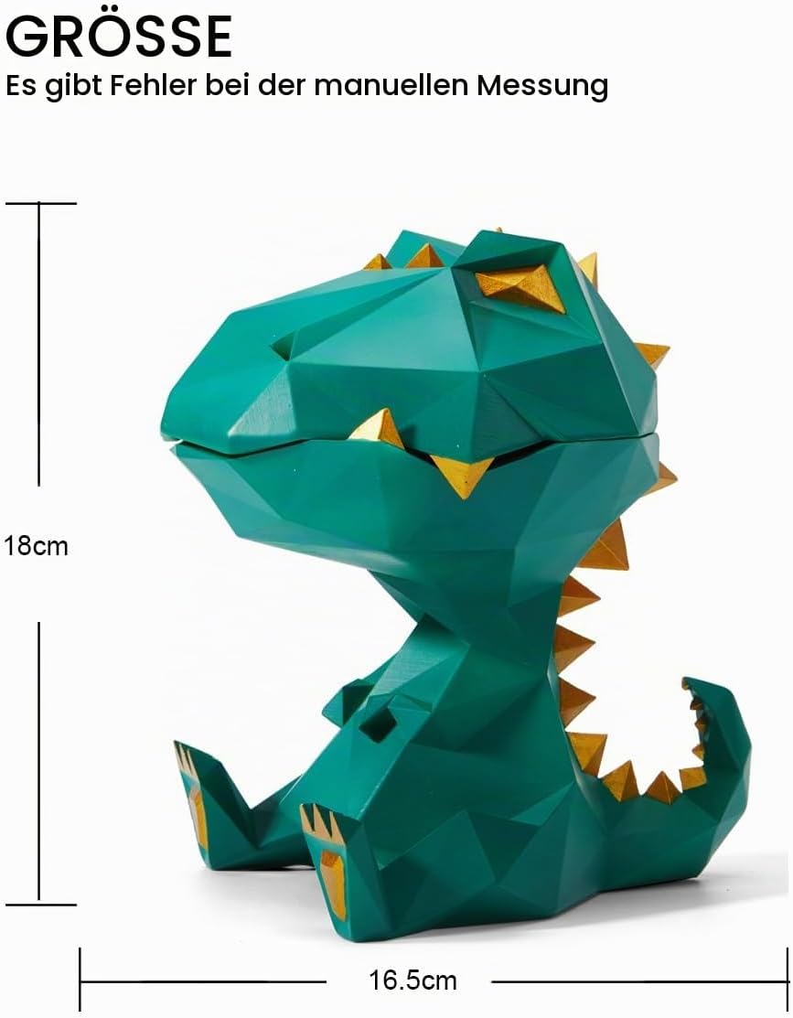 HAUCOZE Dinosaurier Keksdose Modern Arts Figur Tier Geschenk Dekor Polyresin Grün 18cm, Grün
