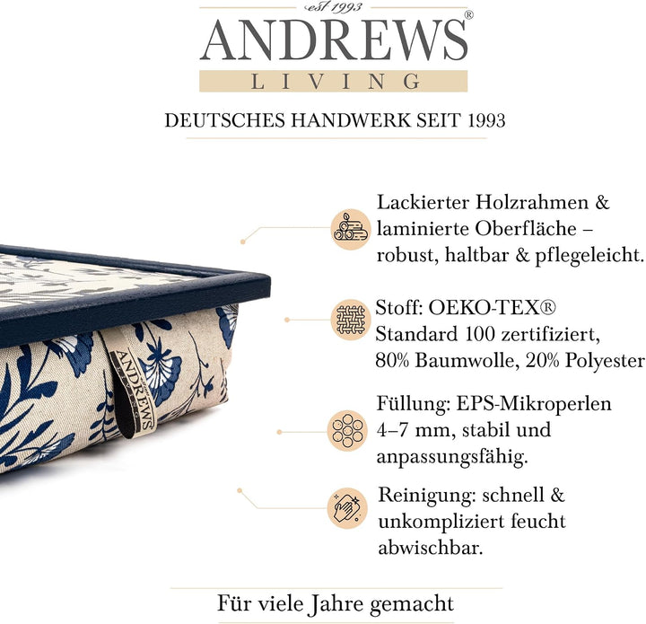 Knietablett mit Kissen Azure Meadow – für Laptop, Lesen &amp; Sofa, Azure Meadow