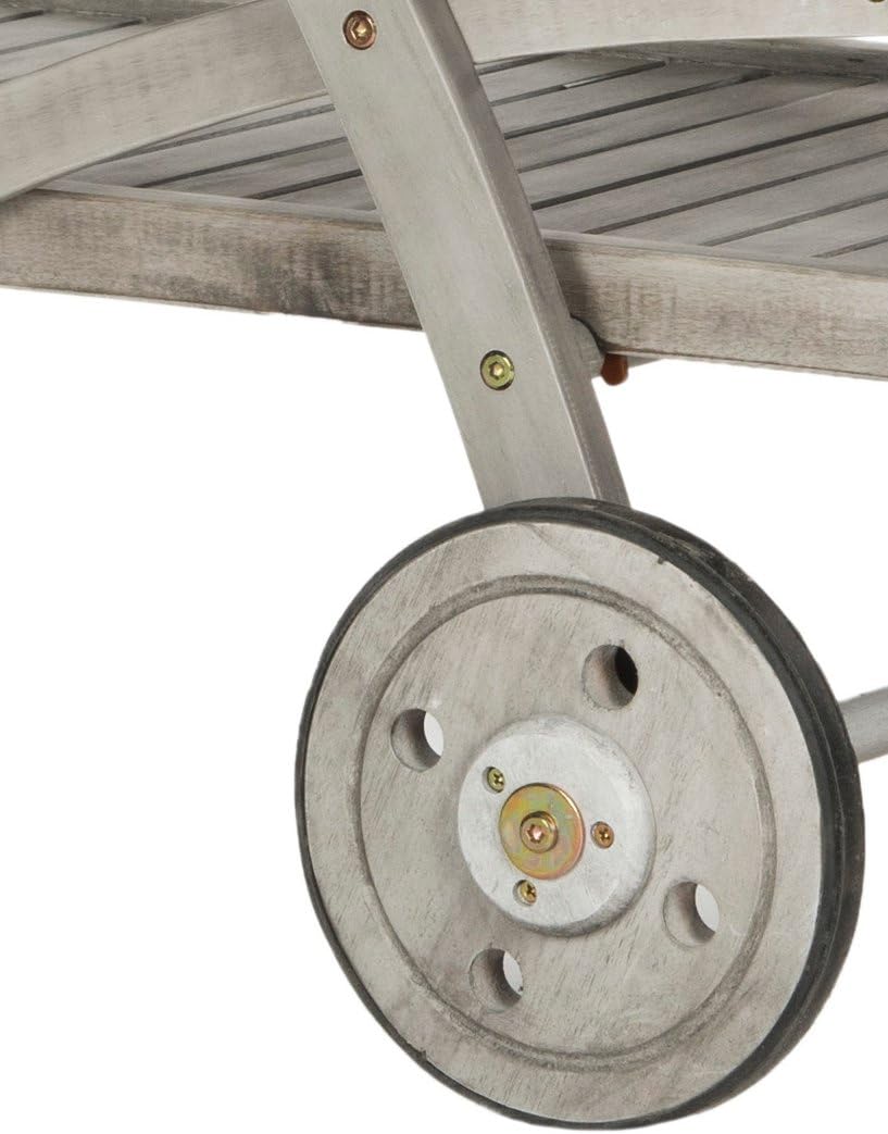 SAFAVIEH Outdoor Tea Trolley - 2 Tier, in Grey Wash and Beige Grau, Grau