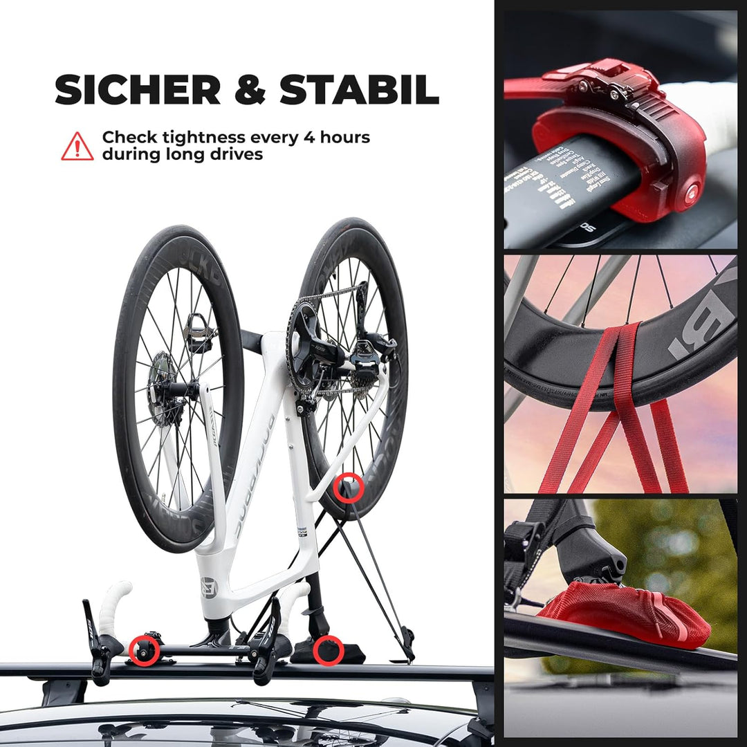 ROCKBROS Fahrradträger Umgekehrte Dachträger für das Auto, mit Gabelhalterung Einfache Installation,