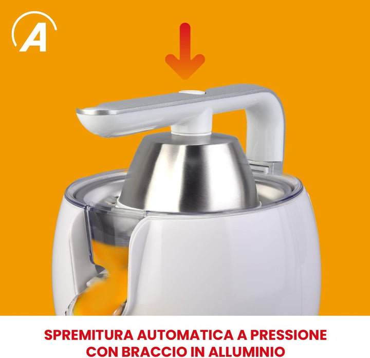 Ardes Arspre03W Juice Art W Elektrische Zitruspresse mit Druck - Leistung 500 W, 0,5 l Edelstahlfilt