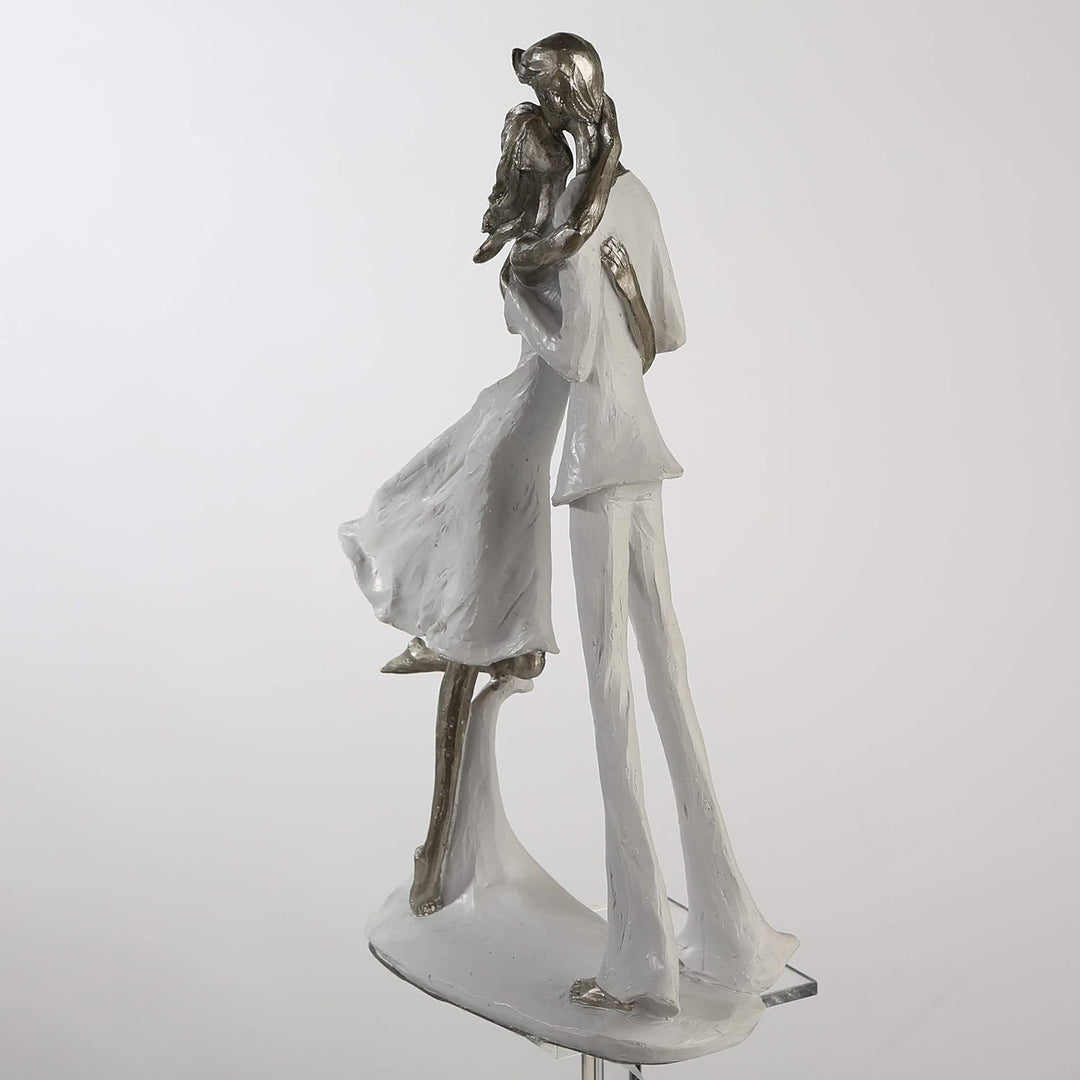 Casablanca - Skulptur Figur Hold Me - aus Poly weiss-Silber weisse Basis H 32