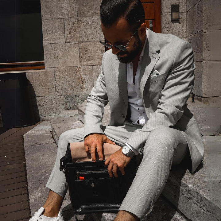 Time Resistance Leder Umhängetasche Herren - Messenger Bags - Arbeitstasche Herren - Elegante Aktent