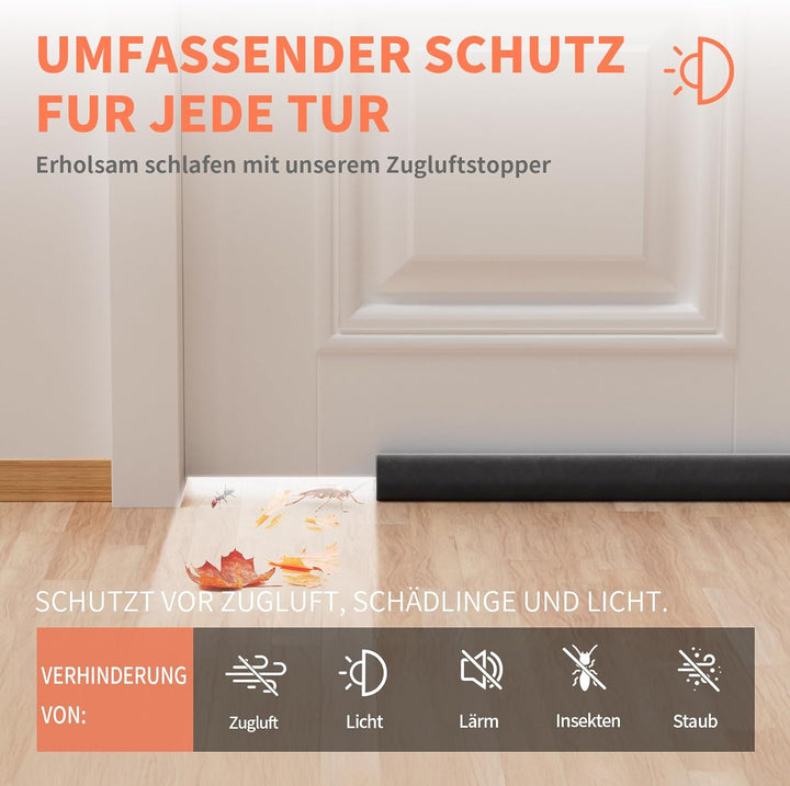Zugluftstopper für Türen Rückstandlos Türdichtung Haustür 60-110CM Windstopper Kälteschutz Schallsch