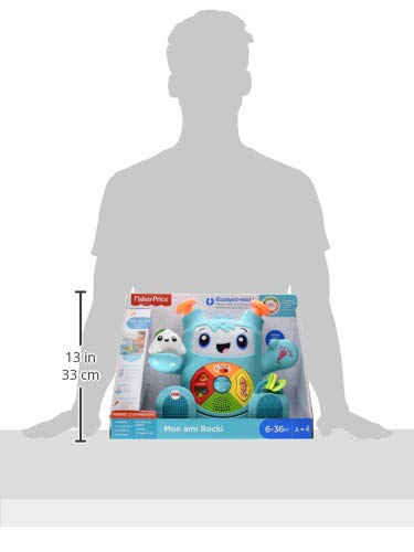 Fisher-Price FXD01 Mon Ami Rocki Interaktives Spielzeug mit Sound und Licht zum Lernen von Buchstabe