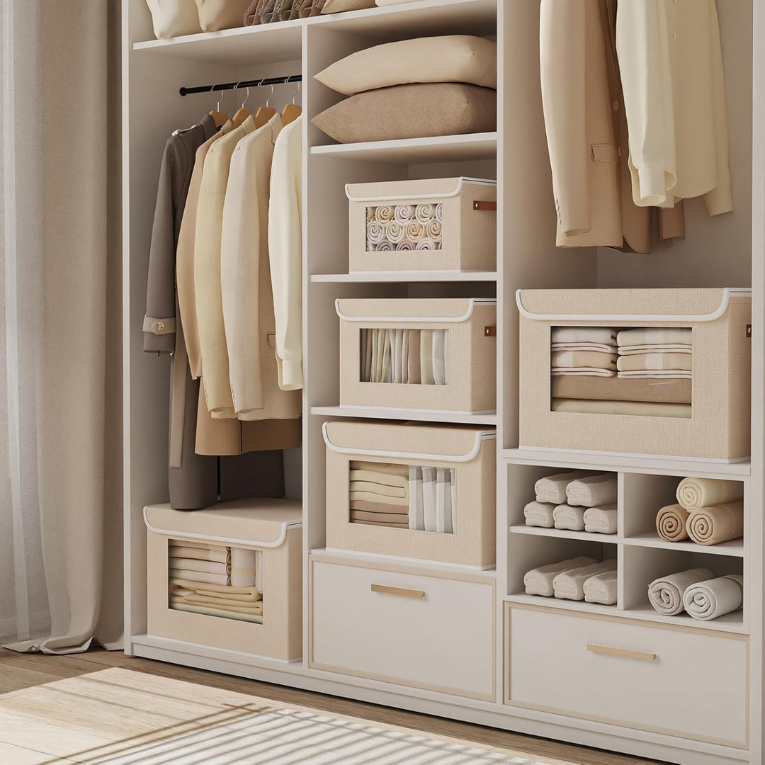 Aufbewahrungsbox mit Deckel Stoff, Schrank Organizer Kleiderschrank, Aufbewahrungsboxn mit Fenster,