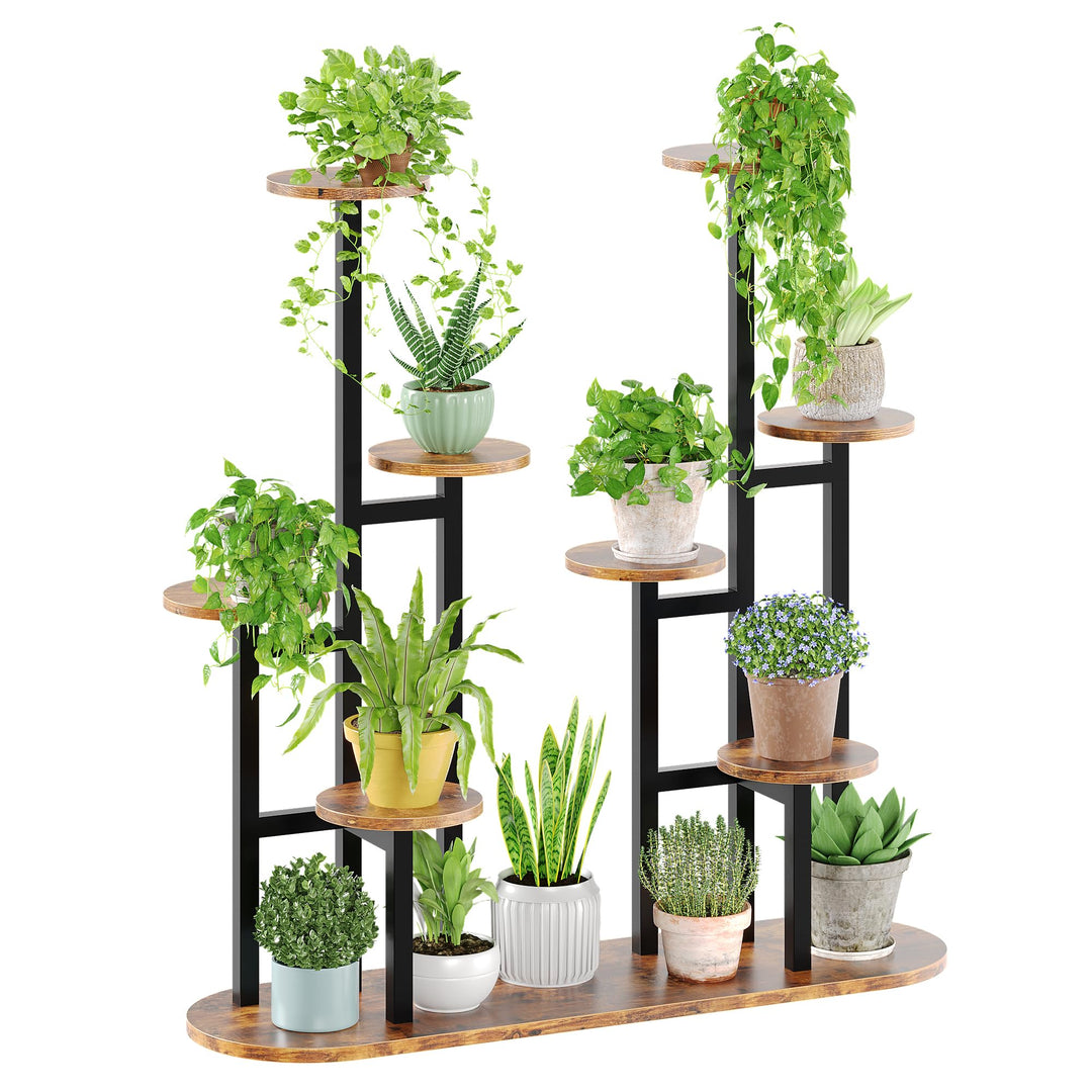 MIN WIN 100 cm Pflanzenständer Metall mit 8 Ebenen Pflanzenregal Blumenständer drinnen draussen Plat