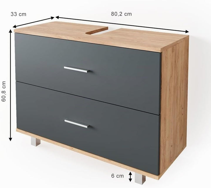 VICCO Waschbeckenunterschrank Ilias Schublade Unterschrank Badezimmer