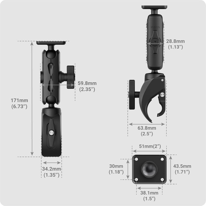 TUSITA Motorrad ATV/UTV Halterung Kompatibel mit Garmin Montana, Zumo XT - Klauenklemme Basis, Mittl