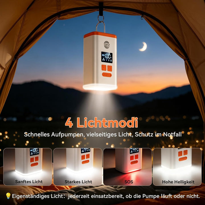 Elektrische Luftpumpe Für Luftmatratze, 5000mAh tragbare elektrische Pumpe | 5 Düsen / LED-Licht / H