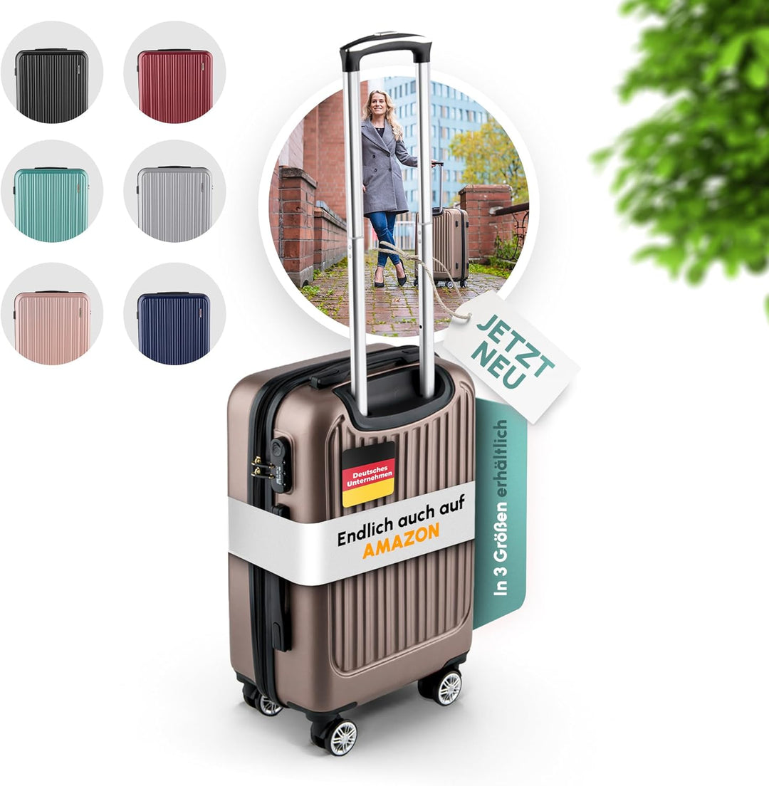 Easy Move ABS Hartschalenkoffer [ERGONOMISCH & SICHER] - Grosser Trolley Koffer mit 360° Rädern, Zah