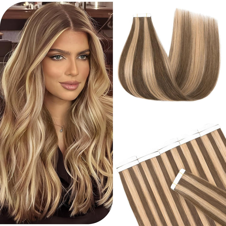 Benehair Tape in Extensions Echthaar, 45CM Tape in Haarverlängerungen, Invisible Echt Haar Extension