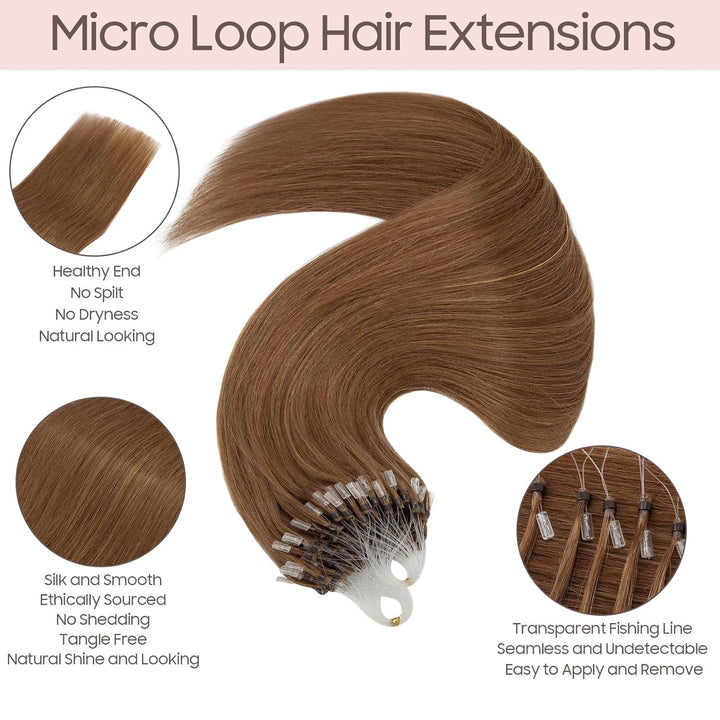 Silk-co Haarteile Echthaar Microring Extensions Echthaar 0.5g Micro Loop Hair Extension Glatt Weich
