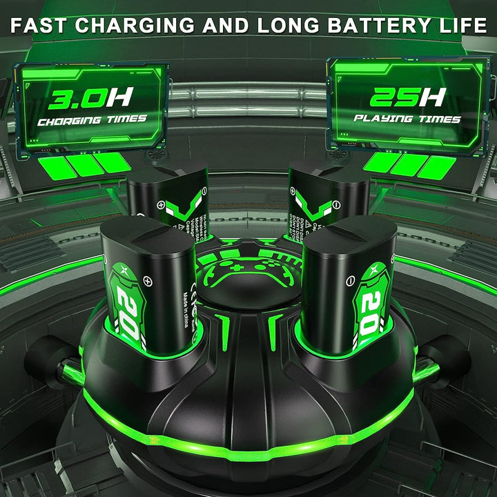 SWANPOW Akku für Xbox One/Series X&S Controller, (4x4800mWh) 4x2000mAh wiederaufladbare Akkus mit La