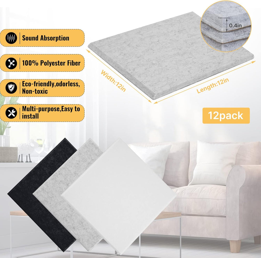12 Stück Akustik Panel,Akustikplatten Selbstkleben,Schallschutzplatten Akustikpaneele Wand für Tonst