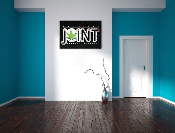 Pass The Joint Black Format: 100x70auf Leinwand, XXL riesige Bilder fertig gerahmt mit Keilrahmen, K