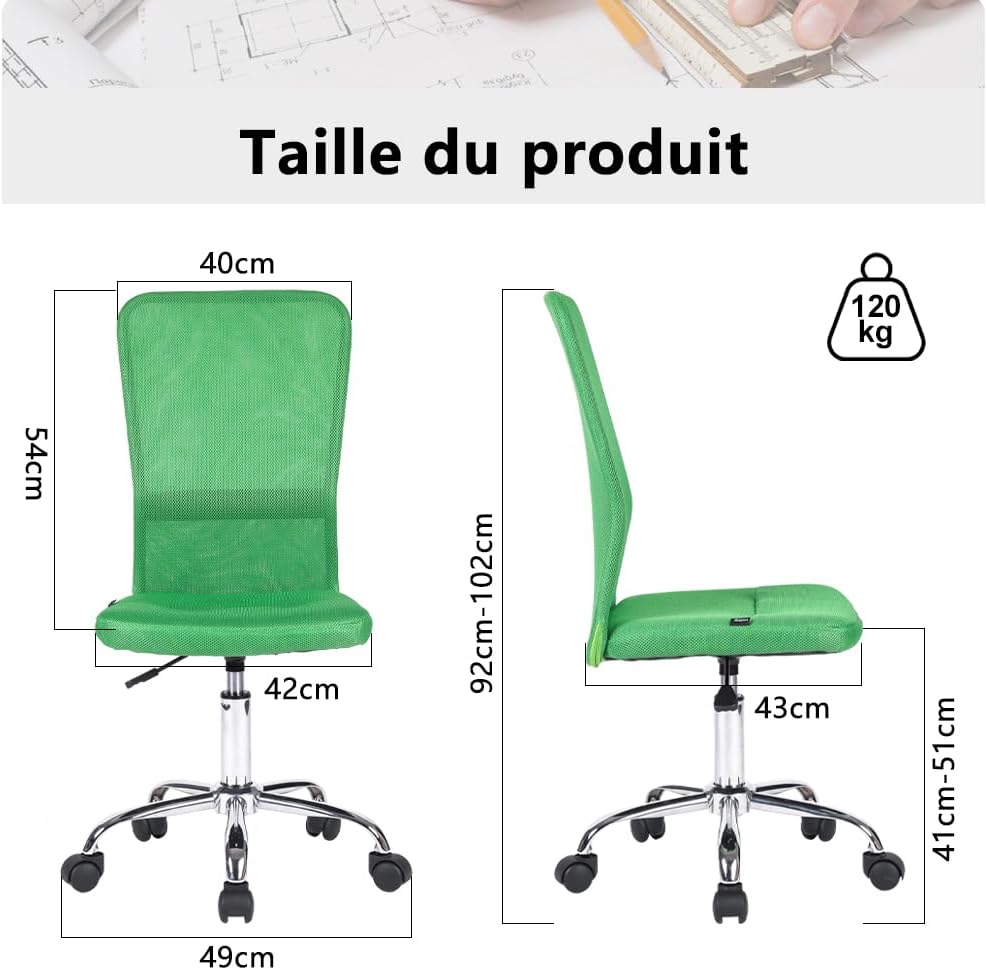 Mingone Bürostuhl Ergonomisch Schreibtischstuhl aus Mesh Höhenverstellbarer Drehstuhl 360° Drehbarer