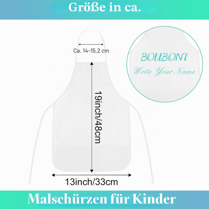 Malschürzen für Kinder Kunstschürzen für Kinder mit 2 geräumigen Taschen Kinderschürzen für Kunst, M