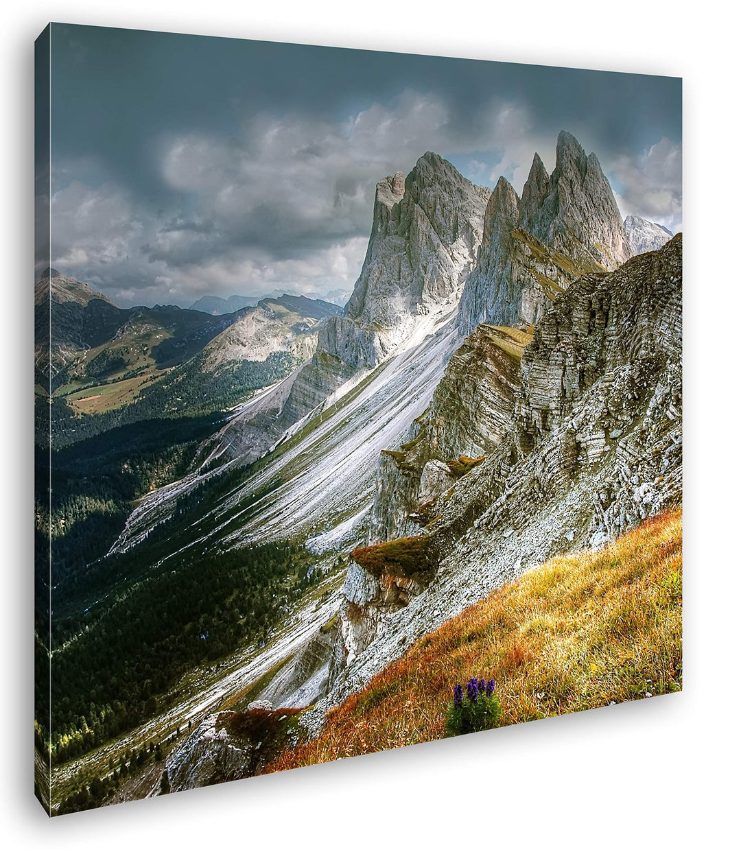 deyoli Dolomiten Format: 70x70 als Leinwandbild, Motiv fertig gerahmt auf Echtholzrahmen, Hochwertig