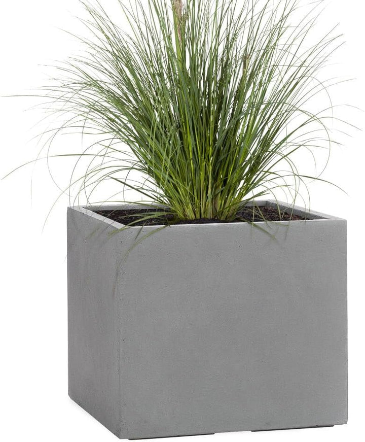 Pflanzwerk® Pflanzkübel Fiberglas Cube Grau 3er-Set 23cm + 28cm + 34cm *Frostbeständig* *UV-Schutz*