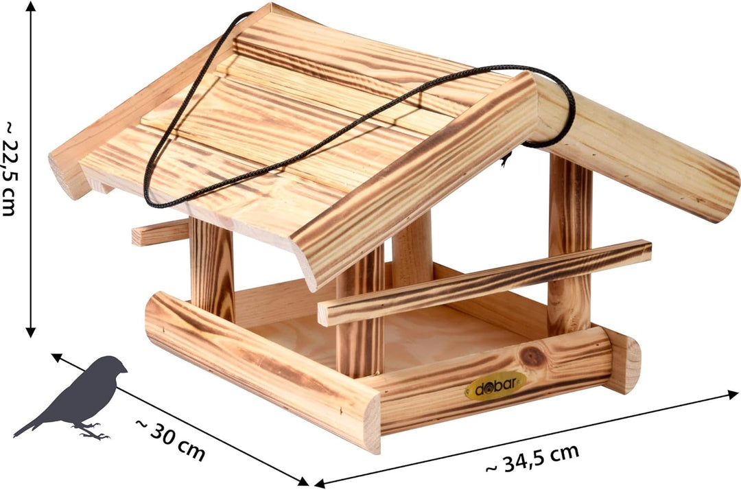 dobar® Green Label 18010FSCe Vogelfutterhaus Quemado hängend - Futterhaus aus Massiv-Holz - Futterst