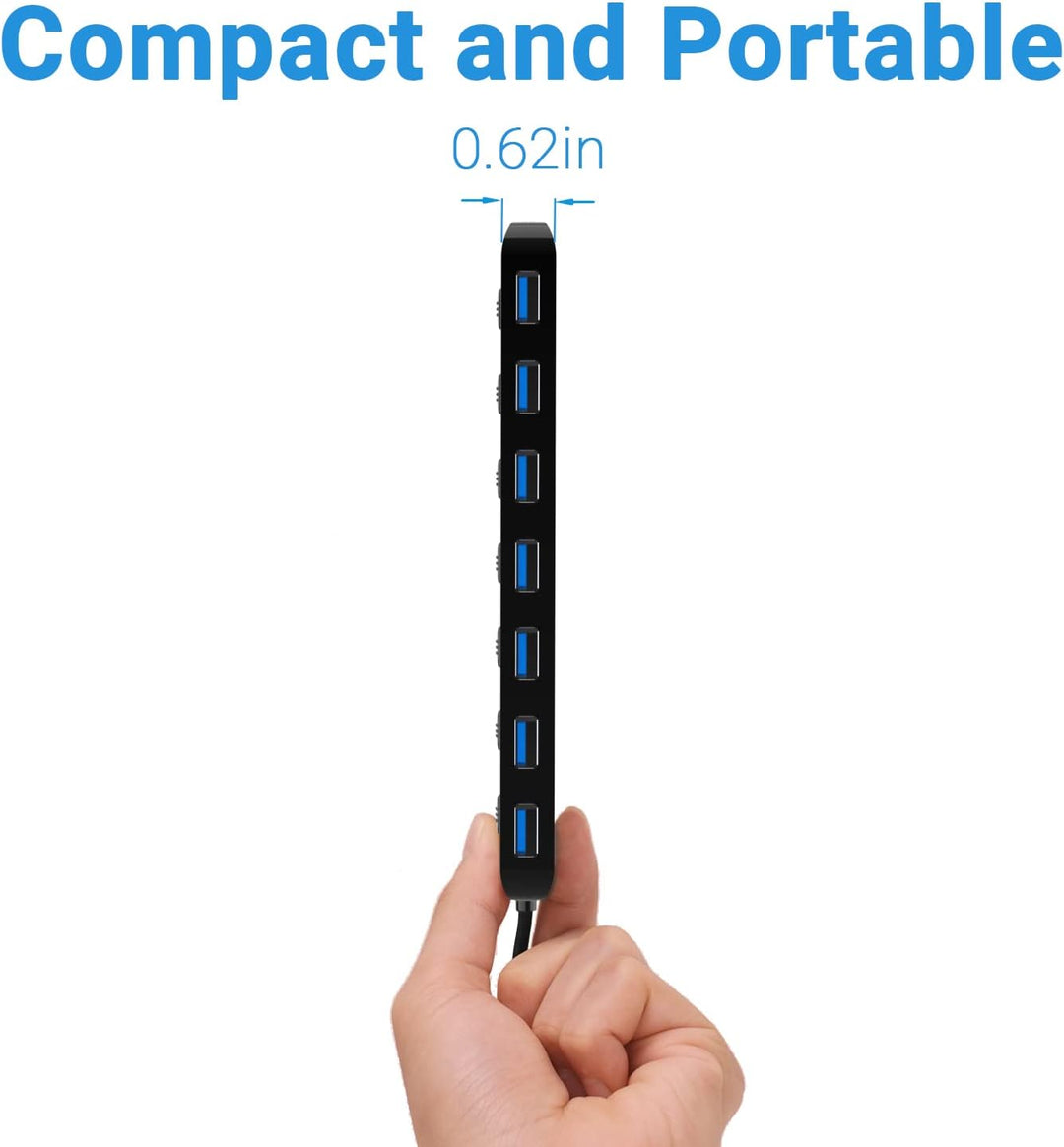 USB HUB, atolla USB Verteiler mit 7 USB3.0 Ports, Mehrfach USB 3.0 Daten Hub mit 100cm Erweitert Kab